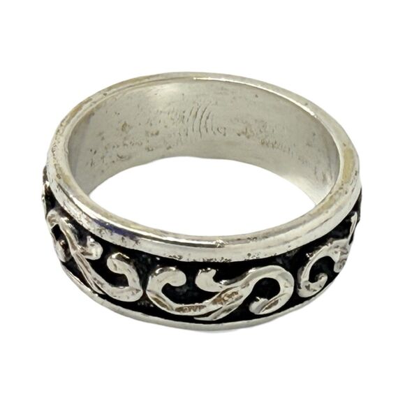 VTG Wheeler Sterling Silver Swirl Band Ring SZ 8.5 925 Diamond Cut Oxidized Mens - Picture 12 of 16